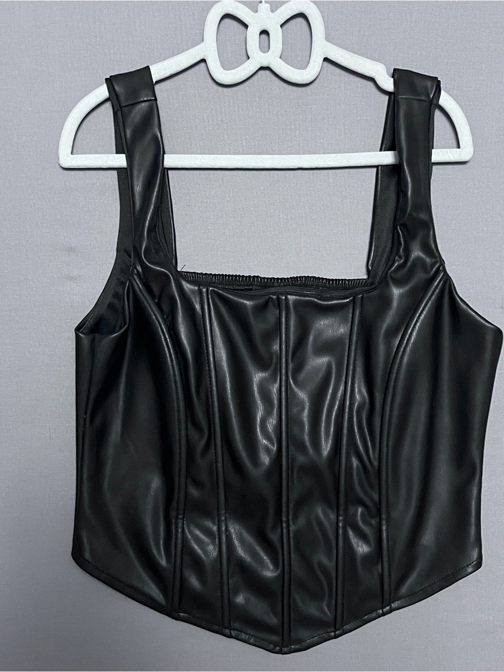 Jolie and Joy Faux Leather Black Corset-Style Tank Size Medium